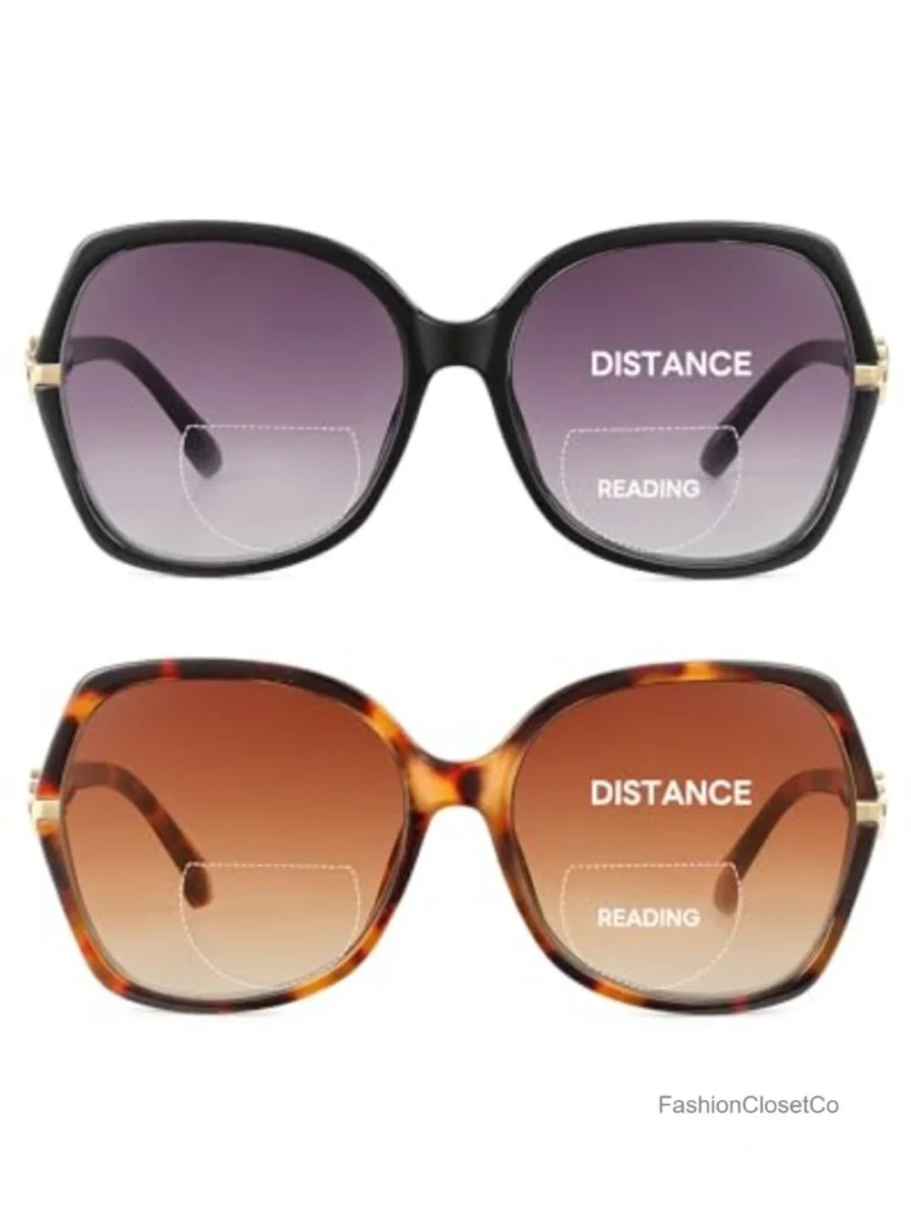 Bifocal Reading Sunglasses for Women, Oversized Sun Readers with Spring Hinges,